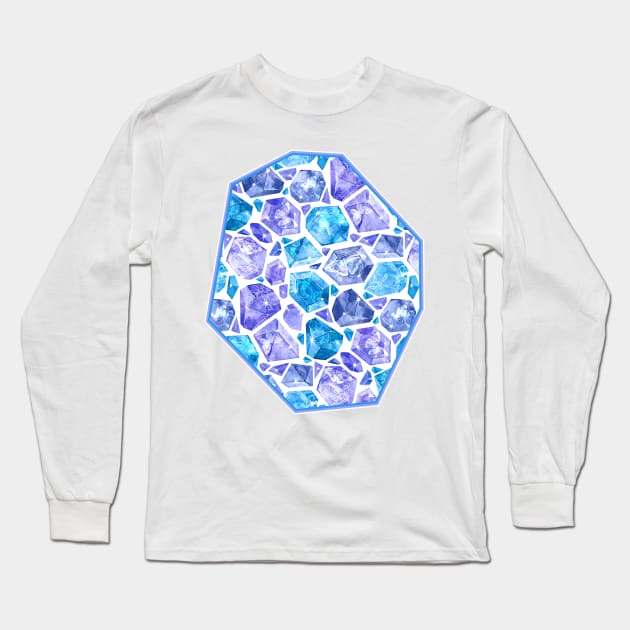 Butterflies Suspended in Geometric Gems - Sapphire and Amethyst Long Sleeve T-Shirt by PerrinLeFeuvre